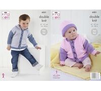 King Cole Easy Knit DK Knitting Pattern Baby Child Hoodie Cardigan & Hat (6001), 16'' - 24''