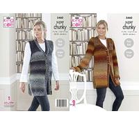 King Cole Explorer Super Chunky Knitting Pattern 5460 - Easy Cardigans, Waistcoats Pattern - 28-46 Inches