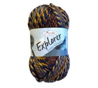 King Cole Explorer Super Chunky Knitting Yarn - 100g Ball - Variegated Wool Blend for Quick Knit Garments, Hats and Scarves (4307 Muir)