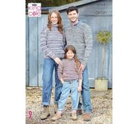 King Cole Family Aran Knitting Pattern Pamphlet - 6304 Family Sweaters (3 Designs) 24-42in