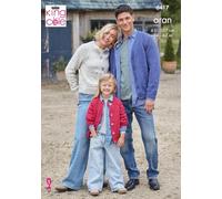 King Cole Family Aran Knitting Pattern Pamphlet - 6417 Family Cardigans (3 Designs) 24-42in