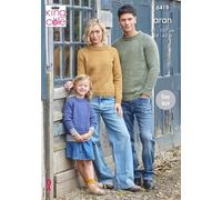 King Cole Family Aran Knitting Pattern Pamphlet - 6418 Family Sweaters (3 Designs) 24-42in