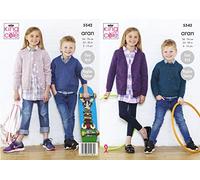 King Cole Fashion Aran Knitting Pattern 5542 - Easy Cardigans, Sweaters Pattern - 3-13 Years