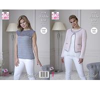 King Cole Finesse Cotton Silk DK Crochet Pattern 5114 - Tops, Jackets Pattern - 32-50 Inches