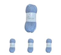 King Cole Finesse Cotton Silk DK Yarn - 50g Ball - Luxury Double Knitting Wool with 70% Cotton and 30% Silk Blend for Knitting and Crochet (2816 Denim) (Pack of 4)
