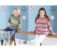 King Cole Fjord DK Knitting Pattern 5650 - Easy Sweaters, Hoodies Pattern - 22-30 Inches