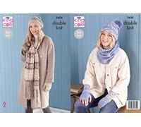 King Cole Fjord DK Knitting Pattern 5654 - Easy Scarves, Headwear, Wrist Warmers Pattern - One Size