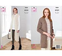 King Cole Forest Aran Knitting Pattern 5656 - Jackets, Waistcoats Pattern - 34-44 Inches