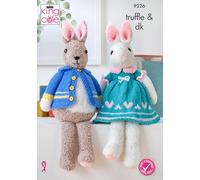King Cole Girl & Boy Bunnies Knitted Toy Pattern in Truffle (9226)