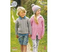 King Cole Girls & Boys Double Knitting Pattern Cable Knit Sweater & Cardigan Merino DK (4375)