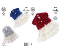 King Cole Girls Cardigans Tinsel Knitting Pattern 4440 Chunky