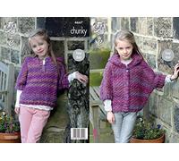 King Cole Girls Chunky Knitting Pattern Easy Knit Hooded or Round Neck Ponchos (4667)