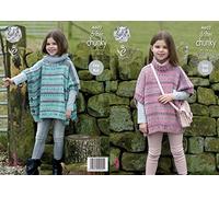 King Cole Girls Chunky Knitting Pattern - Easy Knit Polo Neck or Round Neck Ponchos (4602) by King Cole