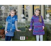 King Cole Girls Chunky Knitting Pattern Easy Knit Raglan Sleeve Tunic & Short Sleeve Cardigan (4666)