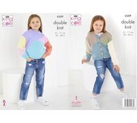 King Cole Girls Knitting Pattern Double Knit DK Childs Cardigan & Sweater (6289)