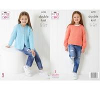 King Cole Girls Knitting Pattern Double Knit DK Childs Cardigan & Sweater (6290)