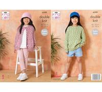 King Cole Girls Knitting Pattern Double Knit DK Childs Cardigan & Sweater (6299)