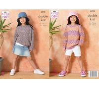 King Cole Girls Knitting Pattern Double Knit DK Childs Sweaters (6298)
