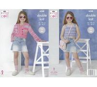 King Cole Girls Knitting Pattern Double Knit Kids Cardigan & Strappy Top (6348)