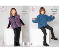 King Cole Girls Knitting Pattern Soft Loop Stitch Tweed Sweater & Gilet (6312)