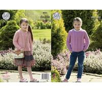 King Cole Kids Double Knitting Pattern Girls Cable Knit Sweater & Cardigan (4941)