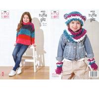 King Cole Kids Knitting Pattern Girls Sweater & Accessories Childrens Fashion (6055)