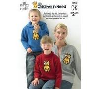 King Cole Knitting Pattern 1002 : CHILDREN IN NEED Pudsey Bear Family Sweaters (Three different necklines)