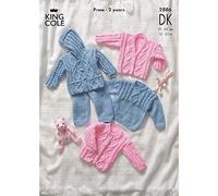 King Cole Knitting Pattern 2886 Baby Sweater Jacket Trousers Cardigan DK