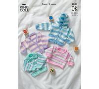 King Cole Knitting Pattern 2887 : Baby DK Jacket, Sweaters and Cardigan (10-22in)
