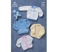 King Cole Knitting Pattern 2909 : Baby/Toddler DK Cardigans and Sweaters (14-24in) White