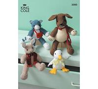 King Cole Knitting Pattern 3000 : Dog, Cat, Duck and Rabbit Toys (King Cole Aran and King Cole Sprinkles DK)