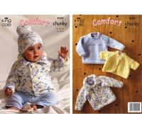 King Cole Knitting Pattern 3045 : Baby/Toddler Comfort Chunky Sweater, Jacket, Bolero and Hat (16-24in)