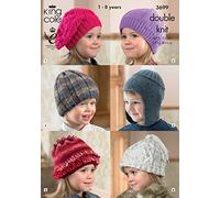 King Cole Knitting Pattern 3699 : Six Childrens DK Hats (1-8 years)