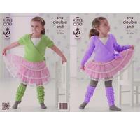 King Cole Knitting Pattern 3712 : Girl's Legwarmers and Ballet Cardigans - Short and Long Sleeved (22-32in)