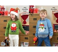 King Cole Knitting Pattern 3805 : Child's Christmas Santa & Snowman Sweaters (20-30in)