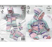 King Cole Knitting Pattern 4009 : Baby DK All-in-One, Jacket and Socks (12-20in)