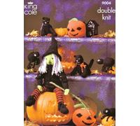 King Cole Knitting Pattern 9004 -Halloween patterns for Witch, Cat, Spider and Pumpkin.