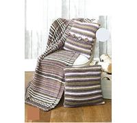 King Cole Knitting Pattern: Blanket & Cushion Covers in Riot Chunky - Purple, Traditional Style, Striped Design, Chunky Knit Texture