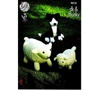 King Cole Knitting Pattern DK & Chunky Yarn - Sheep, Lamb & Sheepdog Toys 9010