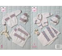 King Cole Knitting Pattern Double Knit Babies Jacket Cardigan Hats & Blankets (6292)