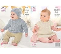 King Cole Knitting Pattern Double Knit Babies Sweater Sleeveless Top & Hat (6328)