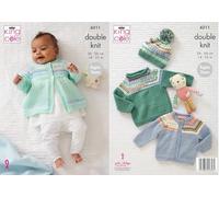 King Cole Knitting Pattern Double Knit Baby Cardigan Sweater Matinee Coat & Hat (6211)