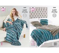 King Cole Knitting Pattern Easy Knit 2 Styles Throw and 2 Styles Cushion in Quartz Super Chunky 5643