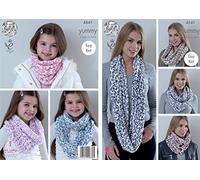 King Cole Knitting Pattern Easy Knit Ladies & Girls Snoods Yummy Chunky (4541)