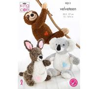 King Cole Knitting Pattern Fluffy Friends Kangaroo Koala & Sloth Toys (9211)