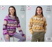 King Cole Knitting Pattern Ladies Cable Jumper Chunky Fair Isle Sweater (6270)