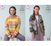King Cole Knitting Pattern Ladies Cardigan or Chunky Fair Isle Sweater (6271)