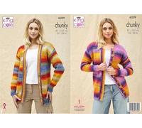 King Cole Knitting Pattern Ladies Chunky Button Up Jacket Cardigans (6209)