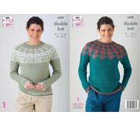 King Cole Knitting Pattern Ladies Double Knit Fair Isle Pattern Sweaters (6151)
