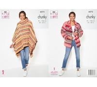 King Cole Ladies Chunky Knitting Pattern Cardigan or Poncho (6073), 32'' - 42''